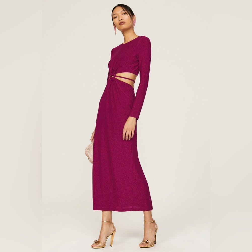 ML MONIQUE LHUILLIER Metallic Knit Dress- Purple (size 6)